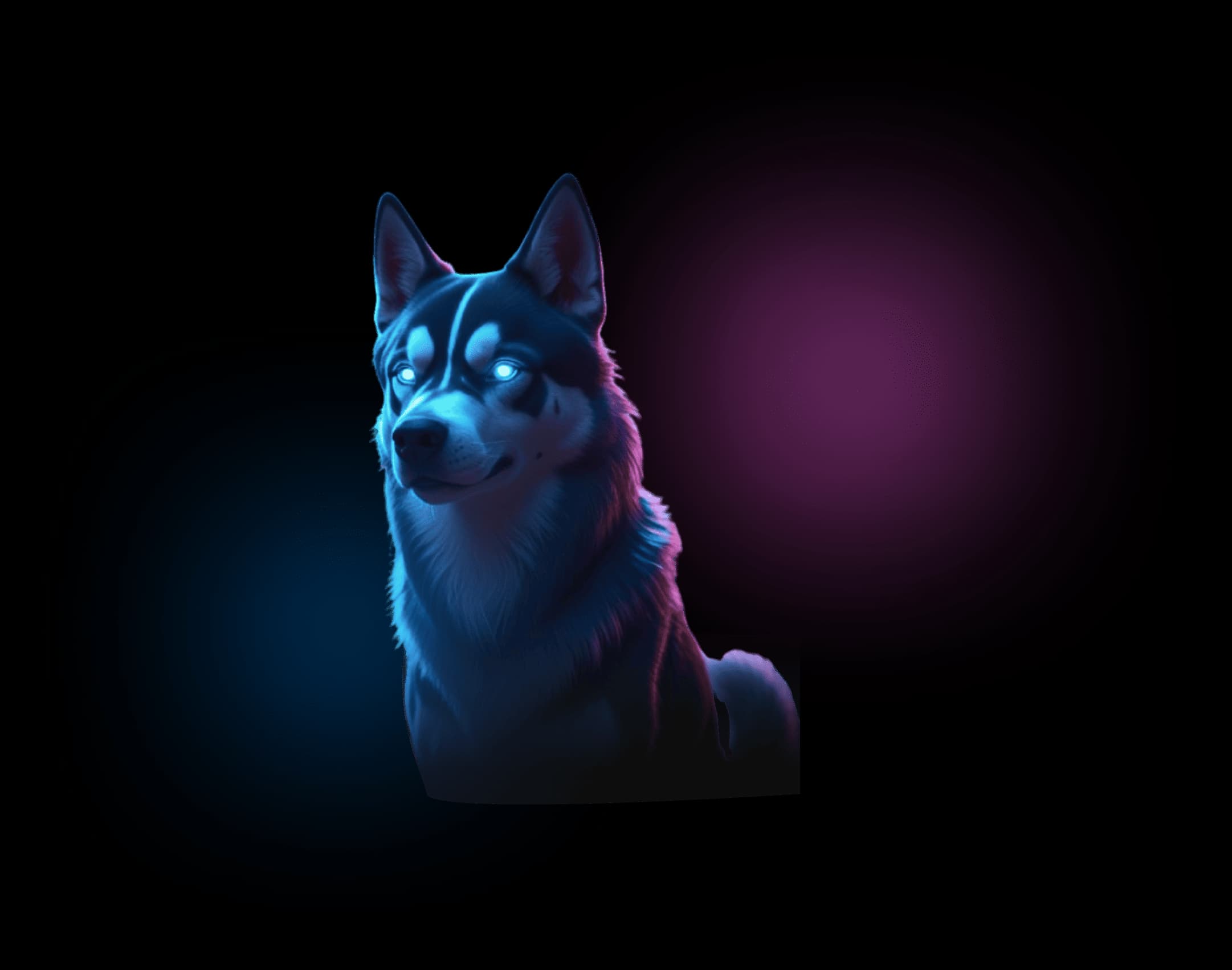 Apolo tech sob luzes azul e roxa